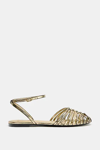 Босоножки Zara METALLIC EFFECT FLAT FISHERMAN SANDALS